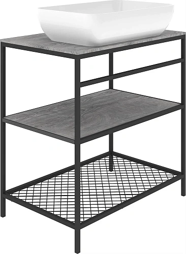 Мебель для ванной STWORKI Нюборг 70 с зеркалом, в стиле лофт, черная (комплект, гарнитур) 483894 Мебель для ванной STWORKI Нюборг 70 с зеркалом, в стиле лофт, черная (комплект, гарнитур) 483894