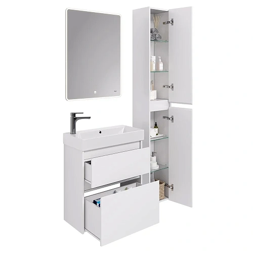 Тумба под раковину DREJA SLIM, 65 см, подвесная/напольная, 2 ящика, белый глянец 99.0401 Тумба под раковину DREJA SLIM, 65 см, подвесная/напольная, 2 ящика, белый глянец 99.0401