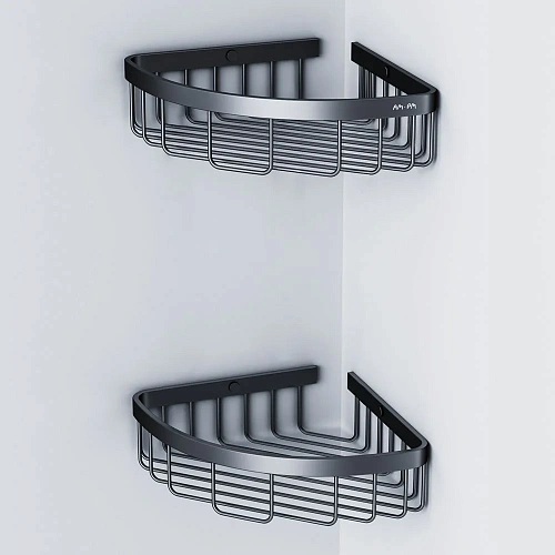 Полка AM.PM Sense L A7452222 угловая, двухъярусная, черный Полка AM.PM Sense L A7452222 угловая, двухъярусная, черный