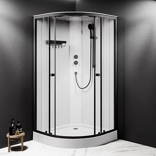 Душевая кабина AM.PM X-Joy W94C-401-100BT 100x100, четверть круга, профиль черный матовый, стекло прозрачное Душевая кабина AM.PM X-Joy W94C-401-100BT 100x100, четверть круга, профиль черный матовый, стекло прозрачное