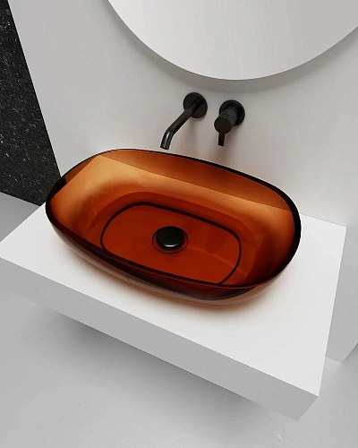 Раковина ABBER Kristall AT2805Opal прозрачная, накладная, коричневая Раковина ABBER Kristall AT2805Opal прозрачная, накладная, коричневая