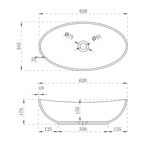 Раковина ABBER Stein AS2610 накладная, белая матовая Раковина ABBER Stein AS2610 накладная, белая матовая