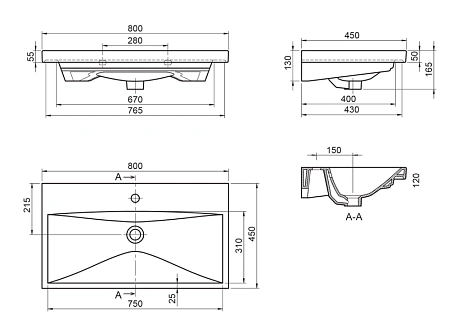 Раковина BelBagno BB-0322-80-LVB Раковина BelBagno BB-0322-80-LVB