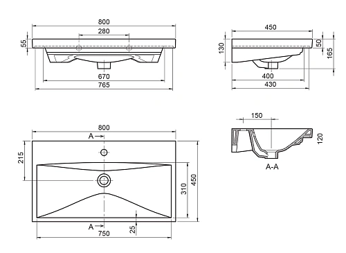 Раковина BelBagno BB-0322-80-LVB Раковина BelBagno BB-0322-80-LVB