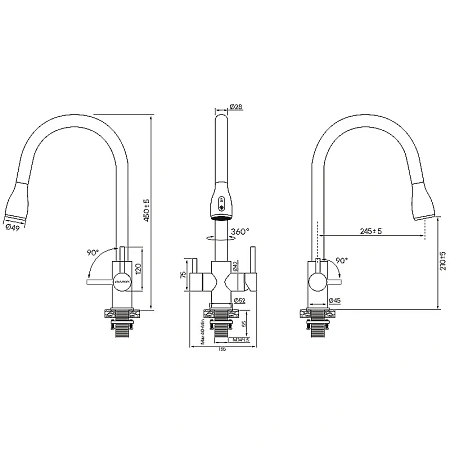 Смеситель для кухни Paulmark LANGE черный La214212-BLM Смеситель для кухни Paulmark LANGE черный La214212-BLM