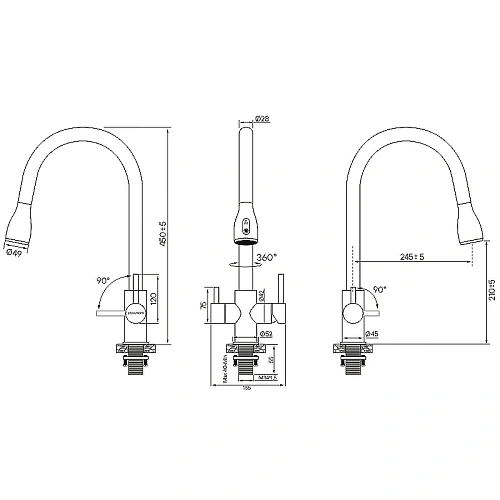 Смеситель для кухни Paulmark LANGE черный La214212-BLM Смеситель для кухни Paulmark LANGE черный La214212-BLM