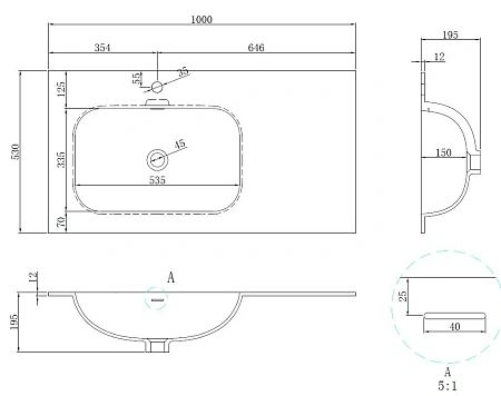 Раковина Vincea Elise VCB-4EL100MW-L, Corian левая, белый матовый Раковина Vincea Elise VCB-4EL100MW-L, Corian левая, белый матовый