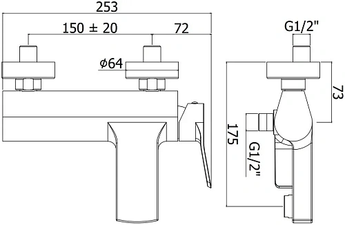 Смеситель для ванны Paffoni Tilt TI022BO Смеситель для ванны Paffoni Tilt TI022BO