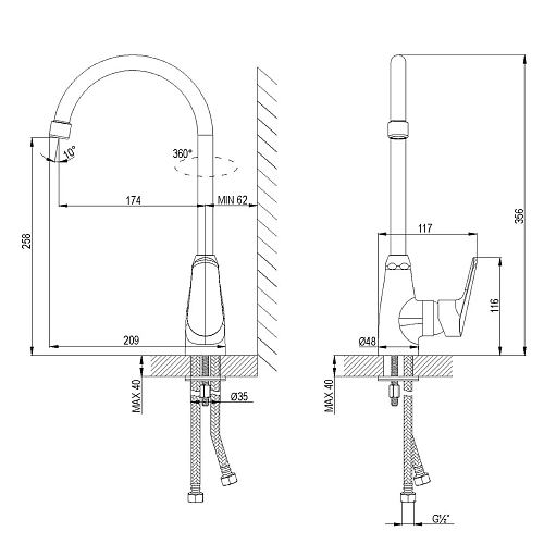 Смеситель для кухни Lemark Partner LM6555C, хром Смеситель для кухни Lemark Partner LM6555C, хром