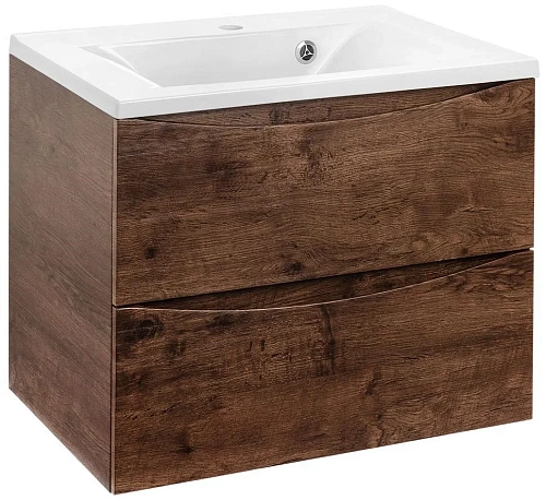 Тумба под раковину Vincea Mia 650 подвесная, 2 выкатных ящика soft close, R.Wood VMC-2MA650RW Тумба под раковину Vincea Mia 650 подвесная, 2 выкатных ящика soft close, R.Wood VMC-2MA650RW