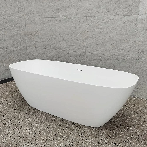 Ванна отдельностоящая ABBER AS9632 165x70,5 универсальная, белая матовая, искусственный камень Ванна отдельностоящая ABBER AS9632 165x70,5 универсальная, белая матовая, искусственный камень