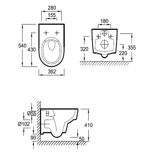 Унитаз подвесной Jacob Delafon Odeon Rive Gauche EDR102-00 безободковый без сиденья Унитаз подвесной Jacob Delafon Odeon Rive Gauche EDR102-00 безободковый без сиденья