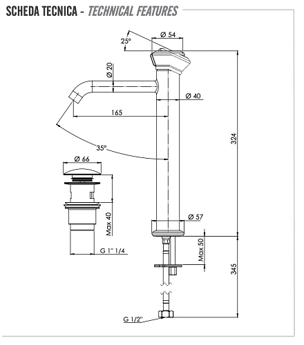 Смеситель для раковины Remer Element ET10LXL Смеситель для раковины Remer Element ET10LXL