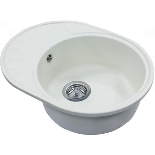 Кухонная мойка Aquaton Чезана 1A711232CS080 из литого мрамора, белая Кухонная мойка Aquaton Чезана 1A711232CS080 из литого мрамора, белая