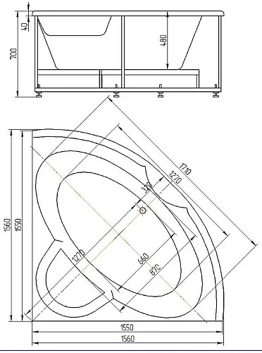 Акриловая ванна Aquatek Поларис-2 пустая с фронтальныйм экраном вклеенный каркас POL2-0000041 Акриловая ванна Aquatek Поларис-2 пустая с фронтальныйм экраном вклеенный каркас POL2-0000041
