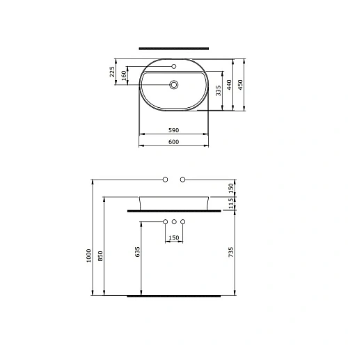 Раковина BERGES Ego SL накладная овал 60х45 см 182016 Раковина BERGES Ego SL накладная овал 60х45 см 182016