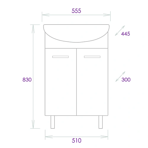 Тумба под раковину Onika Коралл 55 см 105558 напольная, белая (для Уют 55) Тумба под раковину Onika Коралл 55 см 105558 напольная, белая (для Уют 55)