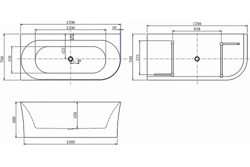 Акриловая ванна Allen Brau Priority 170x78 2.31004.20B/AM антрацит/белый глянцевый Акриловая ванна Allen Brau Priority 170x78 2.31004.20B/AM антрацит/белый глянцевый