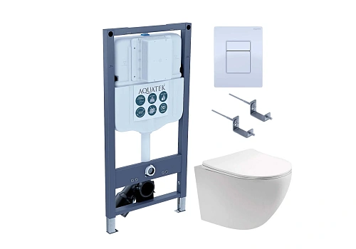 Комплект унитаза SET Aquatek ЕВРОПА-INSP02 4в1 с инсталляцией, креплением, клавишей смыва и сиденьем микролифт Комплект унитаза SET Aquatek ЕВРОПА-INSP02 4в1 с инсталляцией, креплением, клавишей смыва и сиденьем микролифт