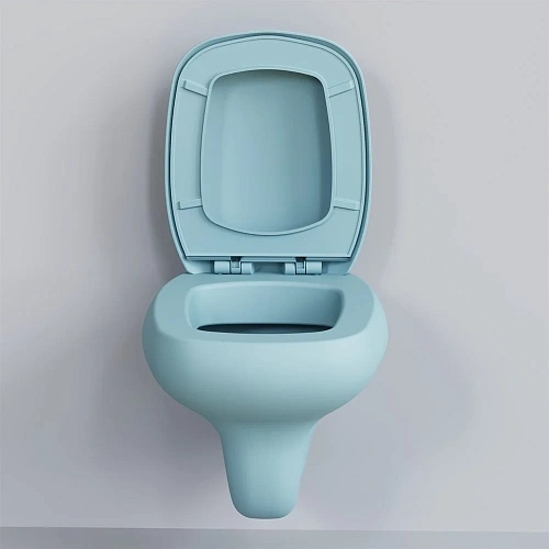 Унитаз подвесной Diamond 123T20801R (530x405x375) голубой матовый безободковый без сиденья Унитаз подвесной Diamond 123T20801R (530x405x375) голубой матовый безободковый без сиденья