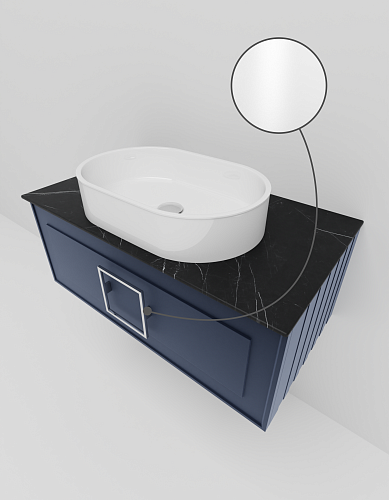 Тумба под раковину La Fenice Cubo Blu Grigio 90 NFNC-01-CUB-BG-90-2-GB синяя матовая с белой ручкой и черной столешницей Тумба под раковину La Fenice Cubo Blu Grigio 90 NFNC-01-CUB-BG-90-2-GB синяя матовая с белой ручкой и черной столешницей