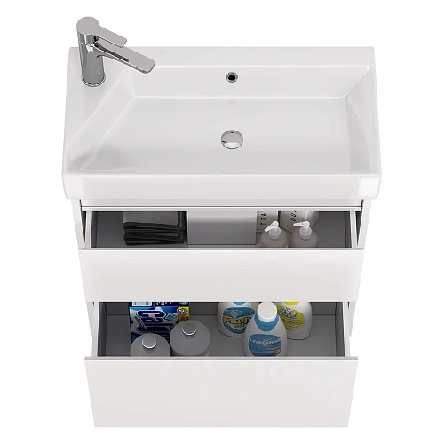 Тумба под раковину DREJA SLIM, 65 см, подвесная/напольная, 2 ящика, белый глянец 99.0401 Тумба под раковину DREJA SLIM, 65 см, подвесная/напольная, 2 ящика, белый глянец 99.0401