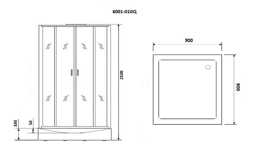 Душевая кабина Niagara Premium NG-6001-01GQ (900х900х2100) низкий поддон (16 см) стекло прозрачное 60010114GQ Душевая кабина Niagara Premium NG-6001-01GQ (900х900х2100) низкий поддон (16 см) стекло прозрачное 60010114GQ