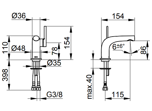 Смеситель для раковины Keuco Edition 400 51504030100 Смеситель для раковины Keuco Edition 400 51504030100