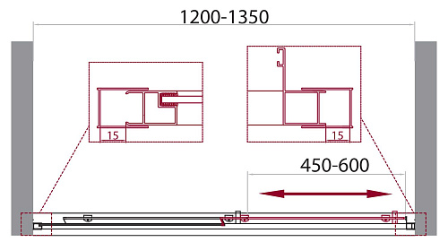 Душевая дверь BelBagno UNIQUE-BF-1-120/135-P-Cr Душевая дверь BelBagno UNIQUE-BF-1-120/135-P-Cr