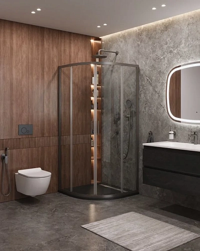 Душевой уголок CEZARES MOLVENO-R-2-100-C-GM-IV цвет профиля оружейная сталь стекло прозрачное 1000x1000 мм Душевой уголок CEZARES MOLVENO-R-2-100-C-GM-IV цвет профиля оружейная сталь стекло прозрачное 1000x1000 мм