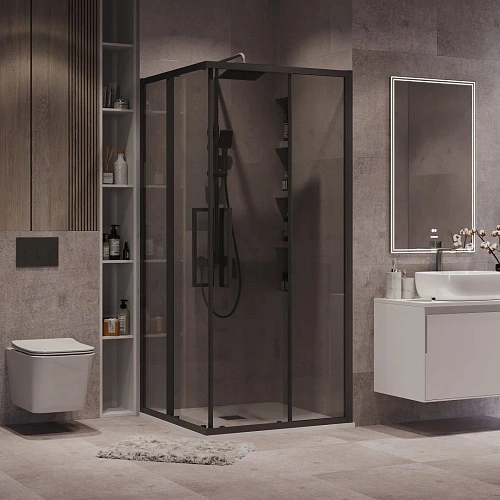 Душевой уголок GROSSMAN Cosmo 300.K33.02.8080.21.10 (80x80x195) квадрат,раздвижн,черн матов.,стекло тонирован Душевой уголок GROSSMAN Cosmo 300.K33.02.8080.21.10 (80x80x195) квадрат,раздвижн,черн матов.,стекло тонирован