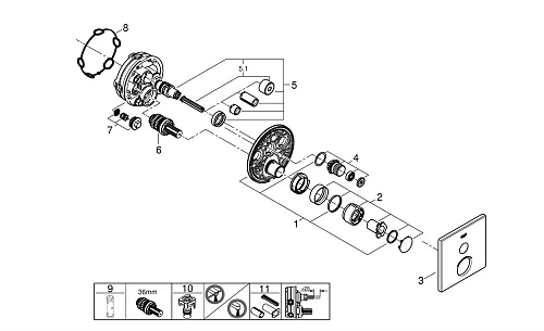 Смеситель для душа GROHE Grohtherm SmartControl на 1 выход, хром (29147000) внешняя часть Смеситель для душа GROHE Grohtherm SmartControl на 1 выход, хром (29147000) внешняя часть