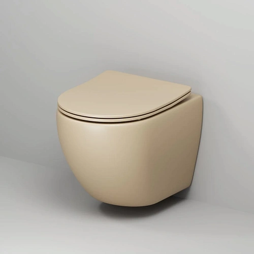 Унитаз подвесной GROSSMAN GR-4455BEMS Color 485x360x375 бежевый матовый безободковый с тонкой крышкой Унитаз подвесной GROSSMAN GR-4455BEMS Color 485x360x375 бежевый матовый безободковый с тонкой крышкой