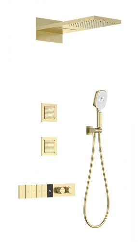 Душевая система Wonzon & Woghand с термостатом, встраиваемая, брашированное золото (WW-D4538-A-BG) Душевая система Wonzon & Woghand с термостатом, встраиваемая, брашированное золото (WW-D4538-A-BG)
