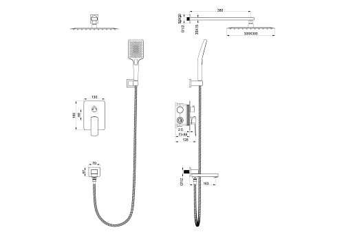 Душевая система Wonzon & Woghand встраиваемая, черный матовый (WW-88939003-MB) Душевая система Wonzon & Woghand встраиваемая, черный матовый (WW-88939003-MB)
