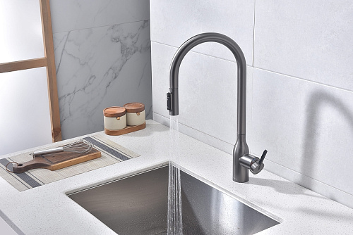 Смеситель для кухни Paulmark Universal вороненая сталь Un213880-GM Смеситель для кухни Paulmark Universal вороненая сталь Un213880-GM