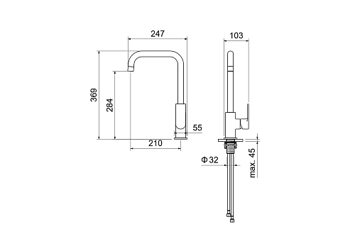 Смеситель для кухни Aquatek ЛИРА AQ1480MB Черный матовый Смеситель для кухни Aquatek ЛИРА AQ1480MB Черный матовый