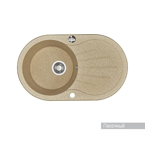 Кухонная мойка Aquaton Паола 1A714032PA220 из литого мрамора, круглая, с крылом песочная Кухонная мойка Aquaton Паола 1A714032PA220 из литого мрамора, круглая, с крылом песочная