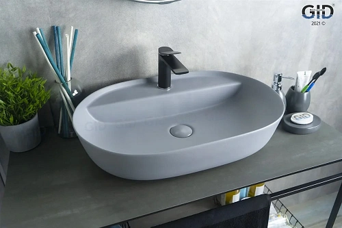 Раковина Gid Gm1346 53341 накладная серая матовая 61x41x14 Раковина Gid Gm1346 53341 накладная серая матовая 61x41x14