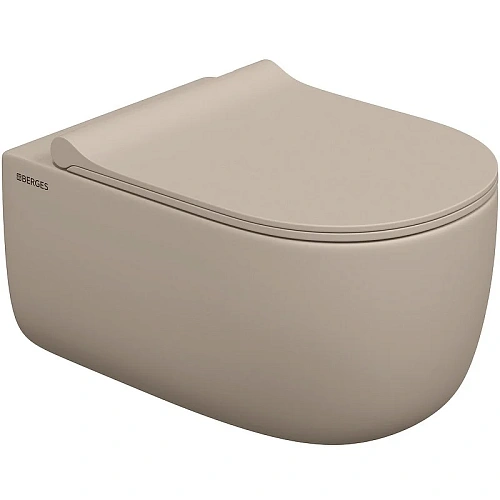 Унитаз подвесной BERGES EGO XL Rimless сиденье EGO XL Slim SO матовый жасмин, микролифт, быстросъемн 082728 Унитаз подвесной BERGES EGO XL Rimless сиденье EGO XL Slim SO матовый жасмин, микролифт, быстросъемн 082728