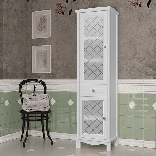 Шкаф-пенал Opadiris Омега, белый матовый, левый, 2 вар. 00-00007360 Шкаф-пенал Opadiris Омега, белый матовый, левый, 2 вар. 00-00007360