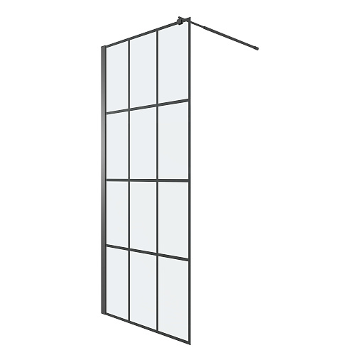 Душевая перегородка Niagara Eco NG-552-80BLACK (80x190) профиль черный, стекло КЛЕТКА Душевая перегородка Niagara Eco NG-552-80BLACK (80x190) профиль черный, стекло КЛЕТКА