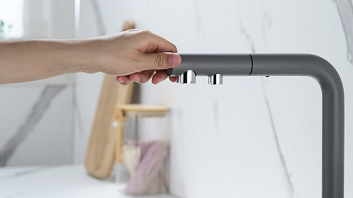 Смеситель для кухни Paulmark SERPENTINE серый металлик Se213222-GRM Смеситель для кухни Paulmark SERPENTINE серый металлик Se213222-GRM