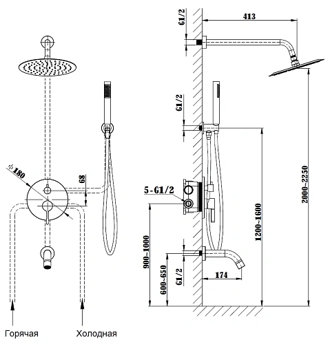 Душевая система Vincea Villa VSFW-1VL3CH встраиваемая, 3 режима, хром Душевая система Vincea Villa VSFW-1VL3CH встраиваемая, 3 режима, хром