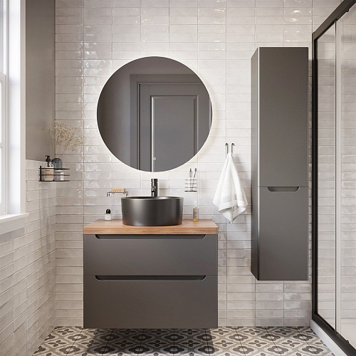 Тумба с раковиной STWORKI Берген 80 серая с темной столешницей, с раковиной на выбор 549478 Тумба с раковиной STWORKI Берген 80 серая с темной столешницей, с раковиной на выбор 549478