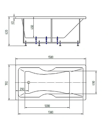 Акриловая ванна Aquatek Феникс-150 пустая с фронтальным экраном слив слева FEN150-0000029 Акриловая ванна Aquatek Феникс-150 пустая с фронтальным экраном слив слева FEN150-0000029