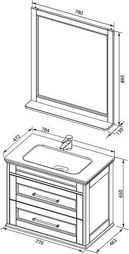 Комплект мебели Aquanet Бостон М 80 белый матовый 00210630 Комплект мебели Aquanet Бостон М 80 белый матовый 00210630