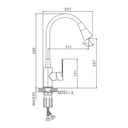 Смеситель для кухни Splenka S05.43.09 с гибким изливом, графит Смеситель для кухни Splenka S05.43.09 с гибким изливом, графит