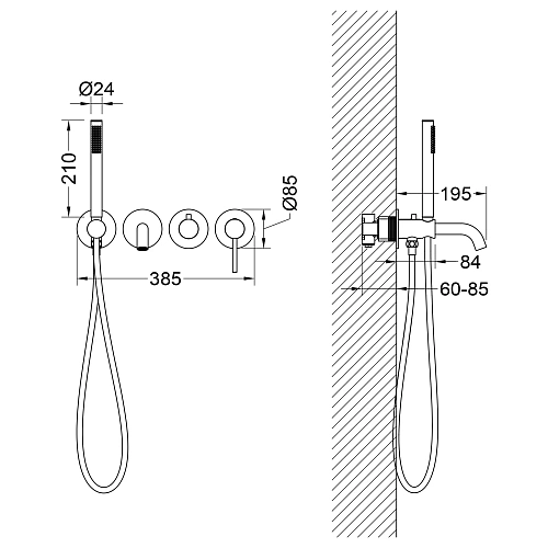 Смеситель для ванны Timo Saona 2314/19YSM встроенный, розовое золото Смеситель для ванны Timo Saona 2314/19YSM встроенный, розовое золото