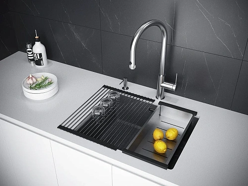 Кухонная мойка Paulmark LUMI 55UNI LU55-DG, графит, 555х460 Кухонная мойка Paulmark LUMI 55UNI LU55-DG, графит, 555х460